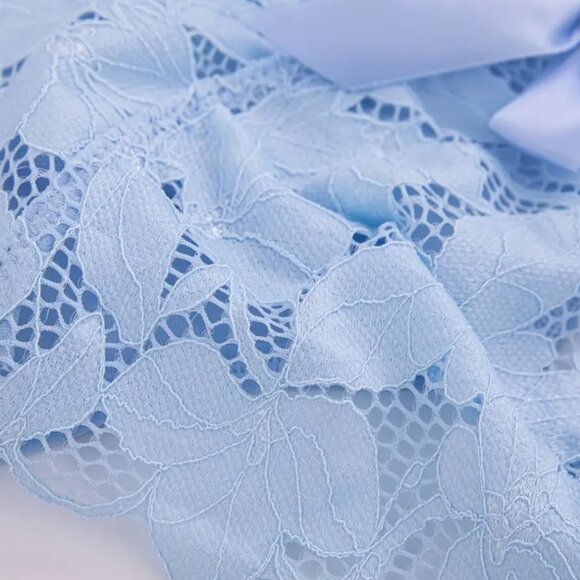 XXL - Hot Solid Contrast Lace Dress, V Neck, Bow, Cami, Baby doll #258 - Picture 5 of 6